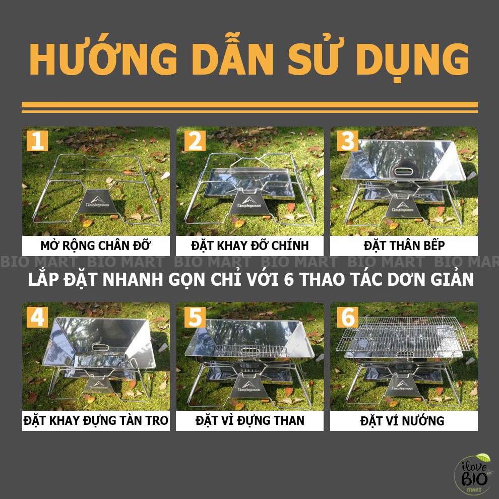 Bếp nướng than hoa BBQ không khói cao cấp MT3 – Bếp nướng gấp gọn du lịch, dã ngoại ngoài trời - BIO194