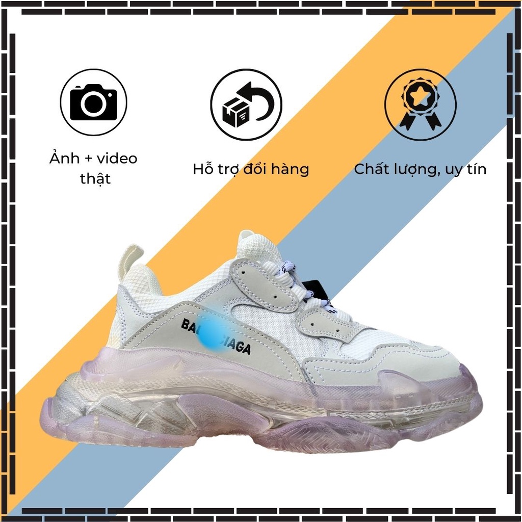 Giày Balen Đế Khí TRIPS Thể Thao Màu Trắng Trong Nam Nữ Độn Đế
