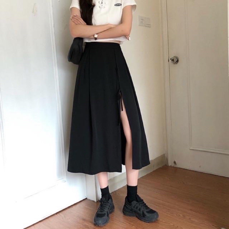 Chân váy suông dài xẻ tà(2hand)