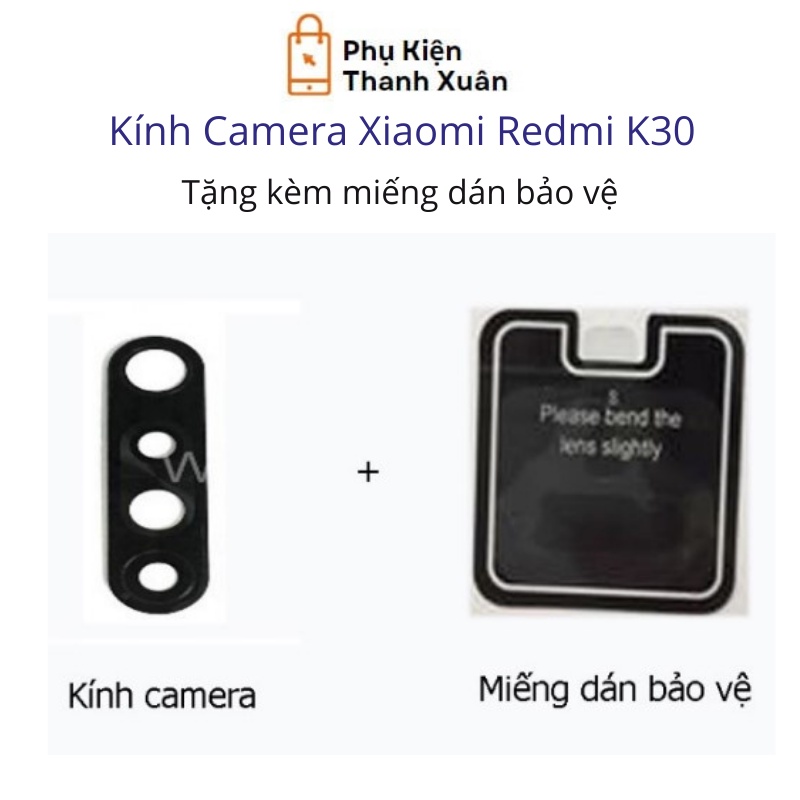 Kính camera sau Xiaomi Redmi K30 - Tặng kèm miếng dán