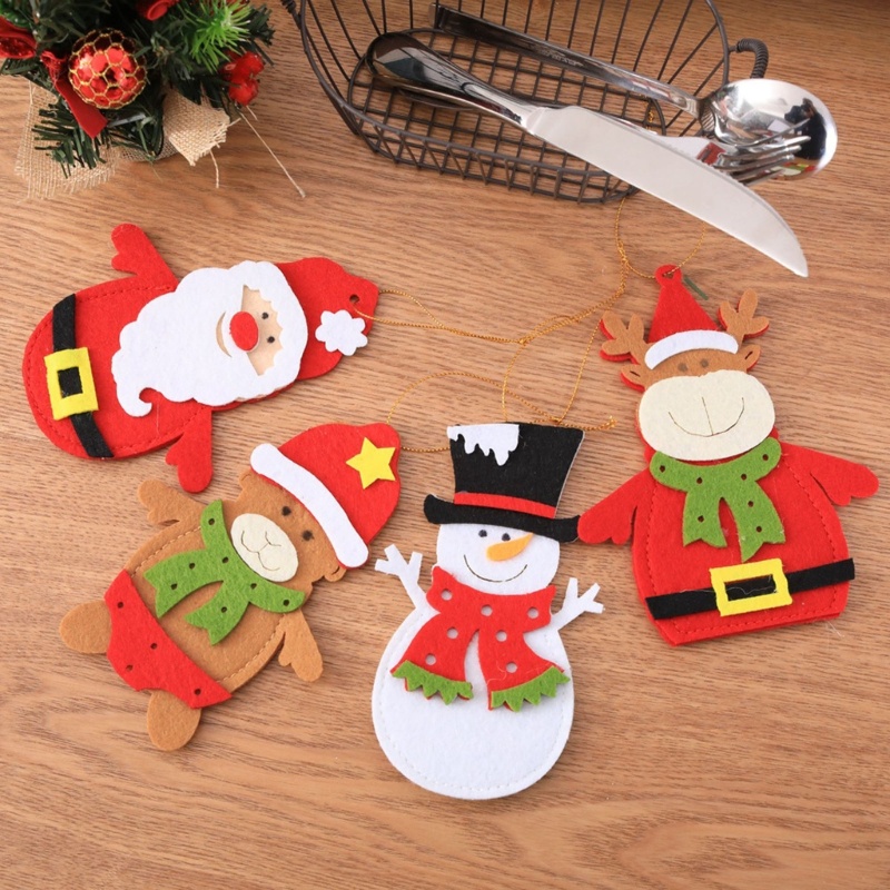 Set 4 Giá Đỡ Dụng Cụ Ăn Uống Hình Ông Già Noel / Người Tuyết / Gấu Tuần Lộc
