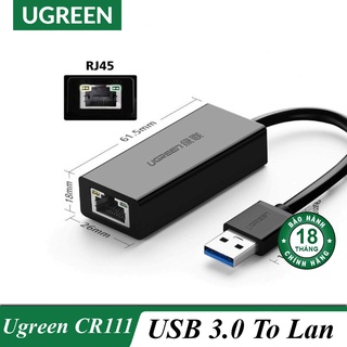 Dây cáp chuyển đổi usb 3.0 to lan hỗ trợ 10/100/1000 mbps ugreen cr111 cao cấp