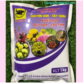 Phân bón Đầu Trâu NPK chuyên cho hoa, cây cảnh 15-7-17+TE 1kg
