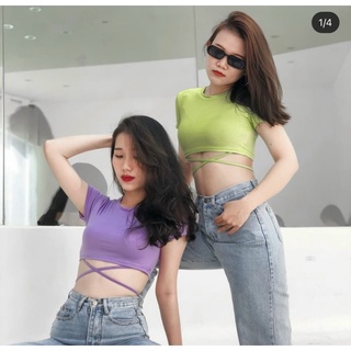 Áo Thun Croptop Nữ Đan Dây Eo Sexy