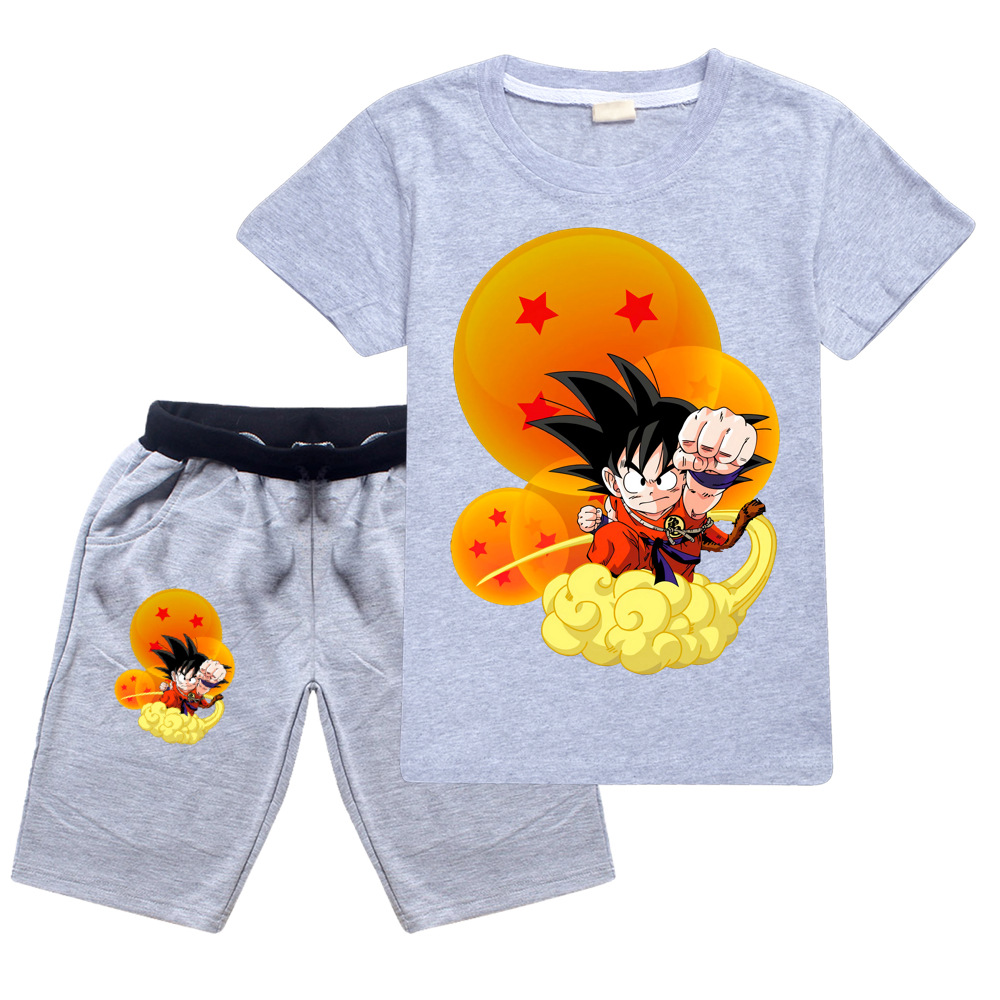 Set Áo Thun Tay Ngắn + Quần Short In Hình Dragon Ball Chất Liệu Cotton Cao Cấp Thời Trang Cho Bé