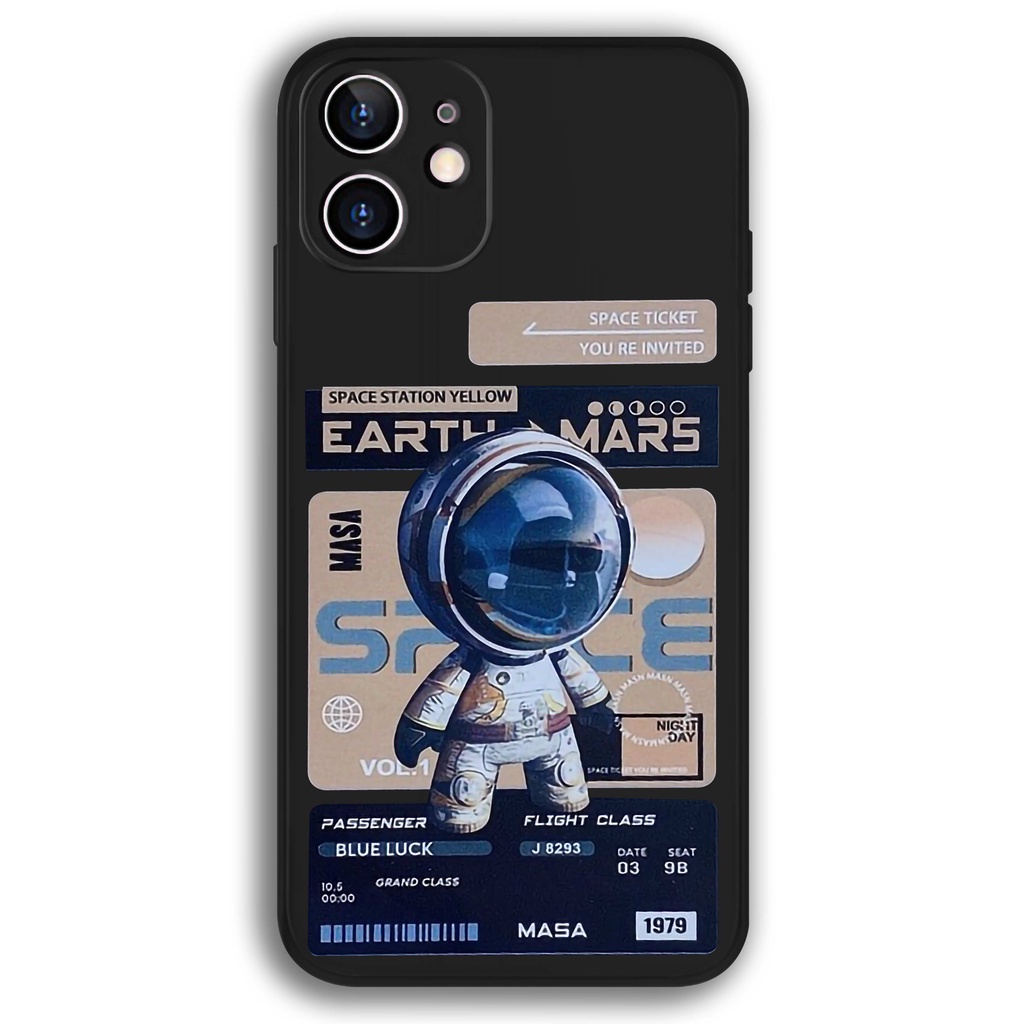 Ốp lưng iPhone Phi hành gia Nasa cạnh viền vuông silicon mềm dẻo cho iphone 6/6s/7/8/X/XS/XR/11/12/13 Pro Plus Max
