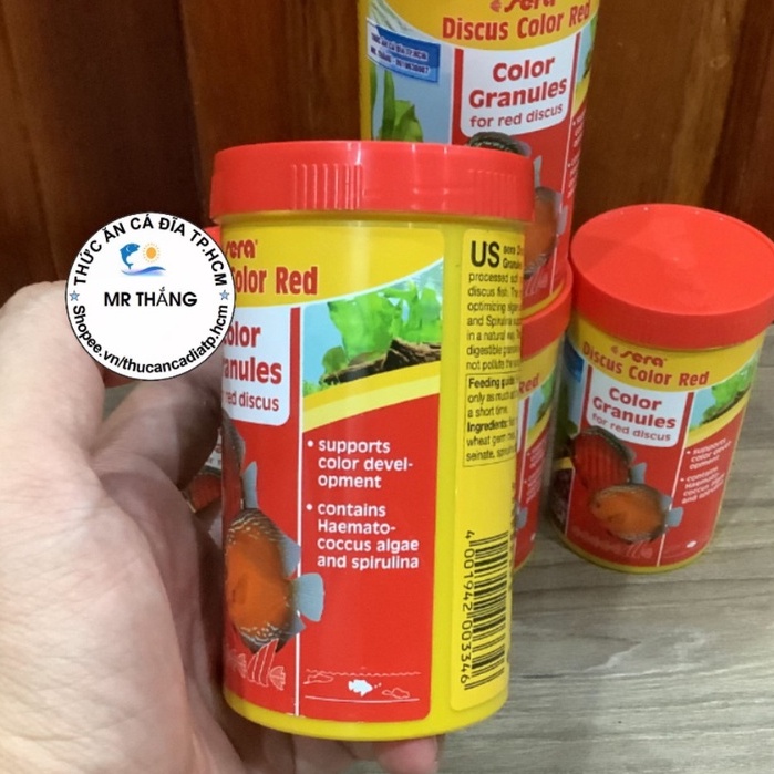 Sera Discus Red : Thức ăn hỗ trợ kích màu cho tất cả dòng cá đĩa đỏ.