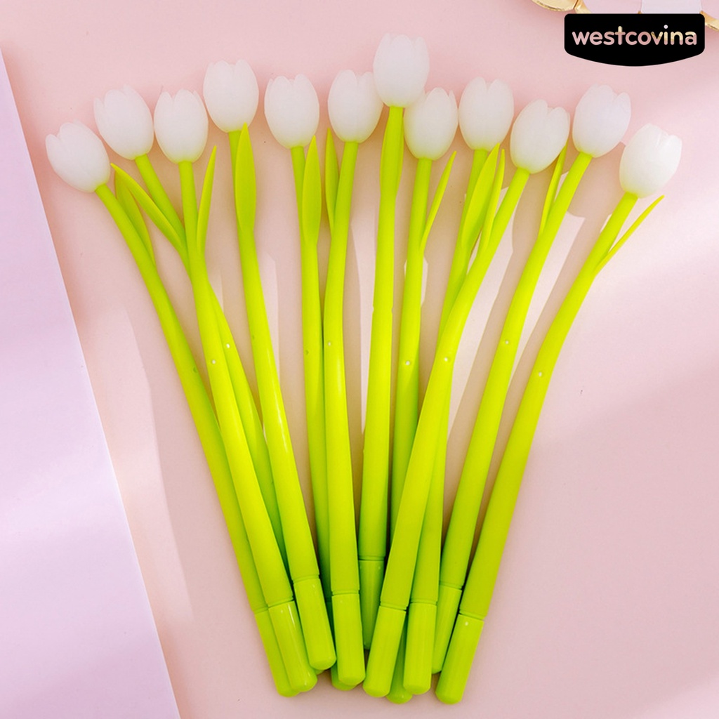 [Hot]✍Set 3 Bút Gel Silicone Hình Hoa Tulip Vui Nhộn Cho Học Sinh