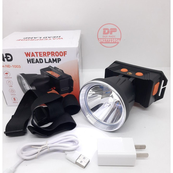Đèn đội đầu pin sạc led 150W siêu sáng NĐ 1003  - kín nước - pin sạc dung lượng cao - hiển thị pin
