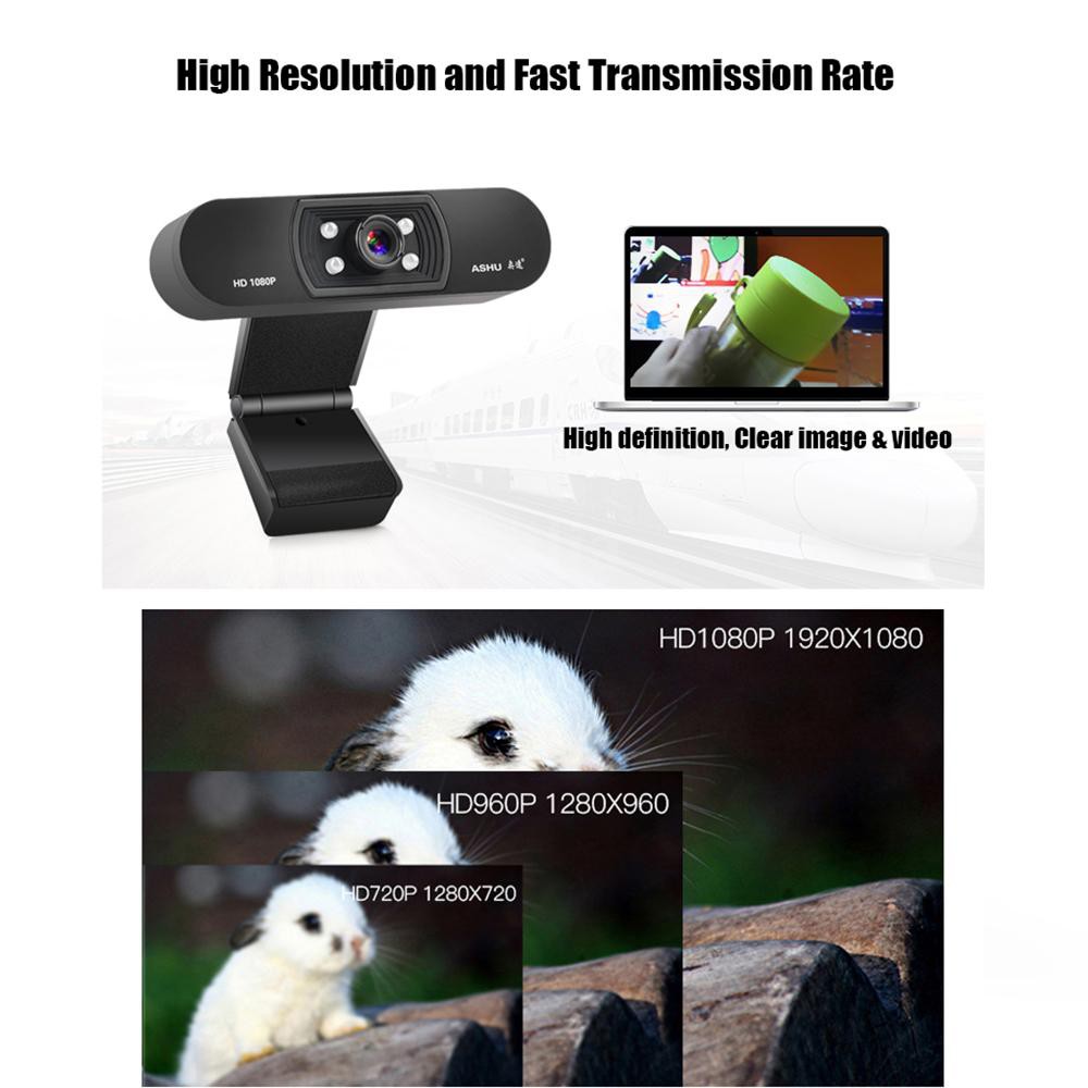 Webcam kỹ thuật số ASHU USB 2.0 full HD 1080P micro kẹp 2.0 | BigBuy360 - bigbuy360.vn