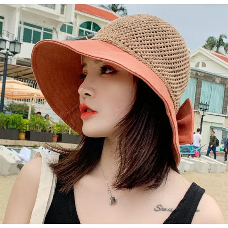 Mũ đi biển rộng vành gấp gọn, nón đi biển rộng vành