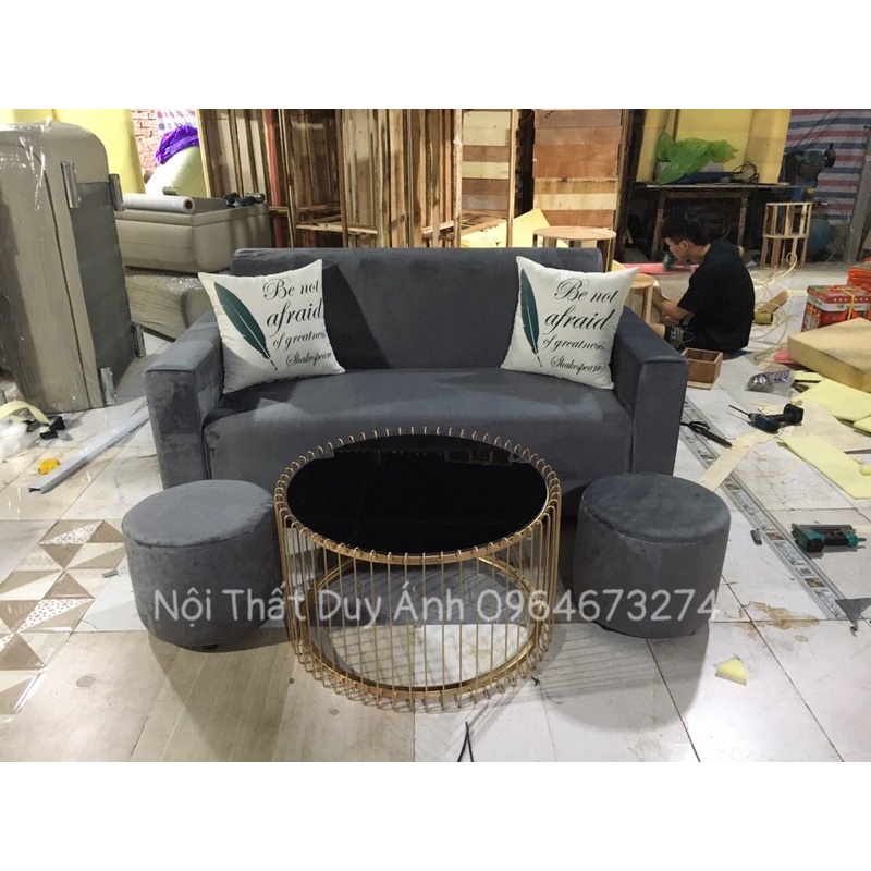 Bộ Sofa Tay Vuông 1,6m Kèm Bàn Lồng Chim