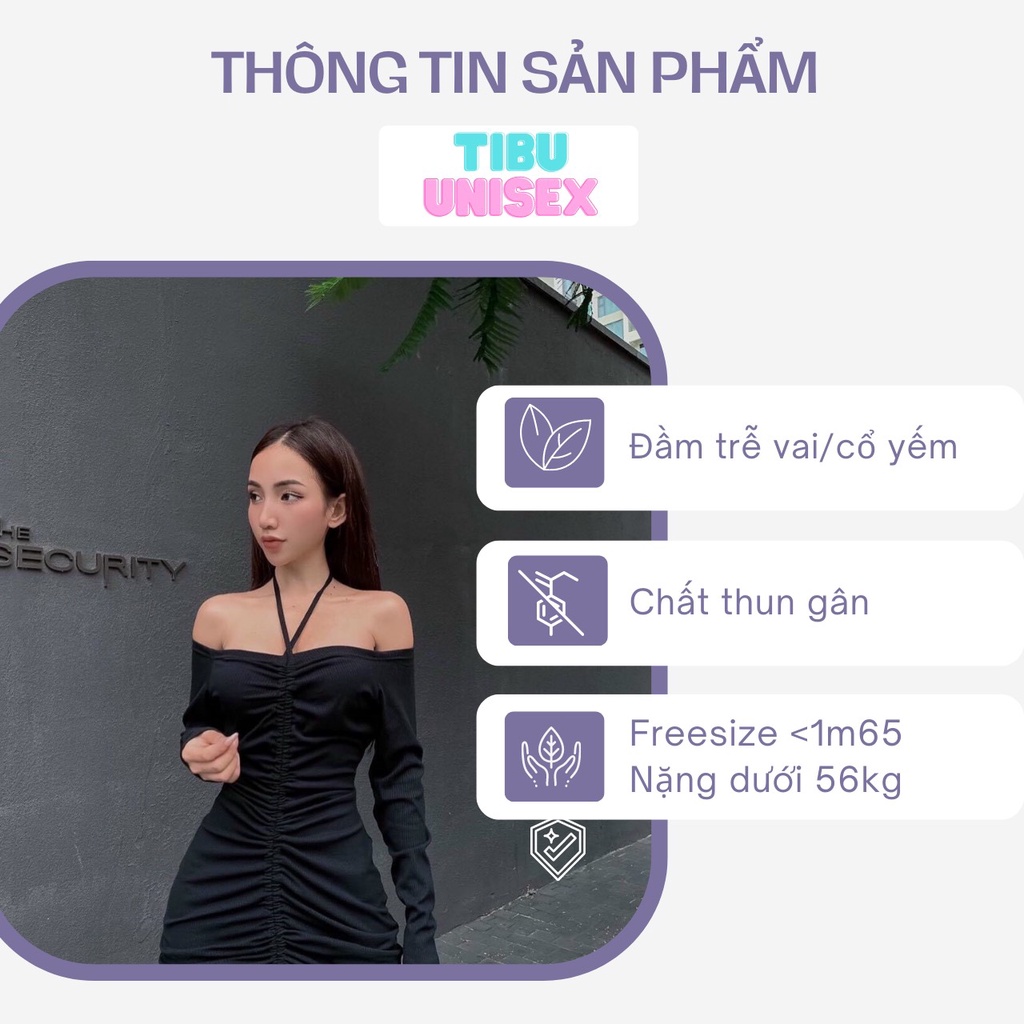 Đầm Body Rút Dây Tay Dài Tibu, Váy Ôm Nữ Tôn Dáng Gợi Cảm Mặc Được 2 Kiểu Cực Sexy