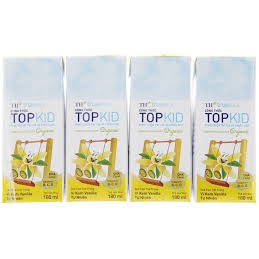 Thùng Sữa tươi tiệt trùng TH true MILK Công thức TOPKID hoàn toàn từ sữa tươi Organic - Vị kem Vanilla tự nhiên 180ml