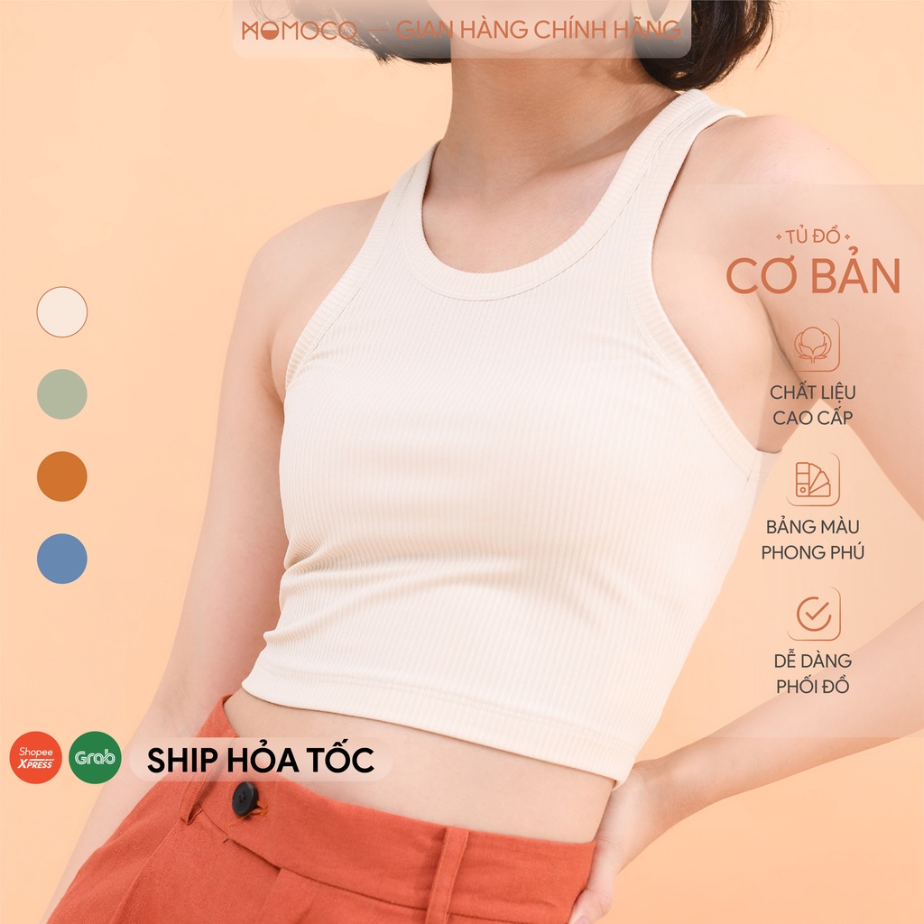 Áo Ba Lỗ Tanktop MOMOCO Cổ Khoét Sâu Dáng Croptop Chất Cotton Tăm Mềm Mại Phong Cách Trẻ Trung Ít Co Giãn M2955