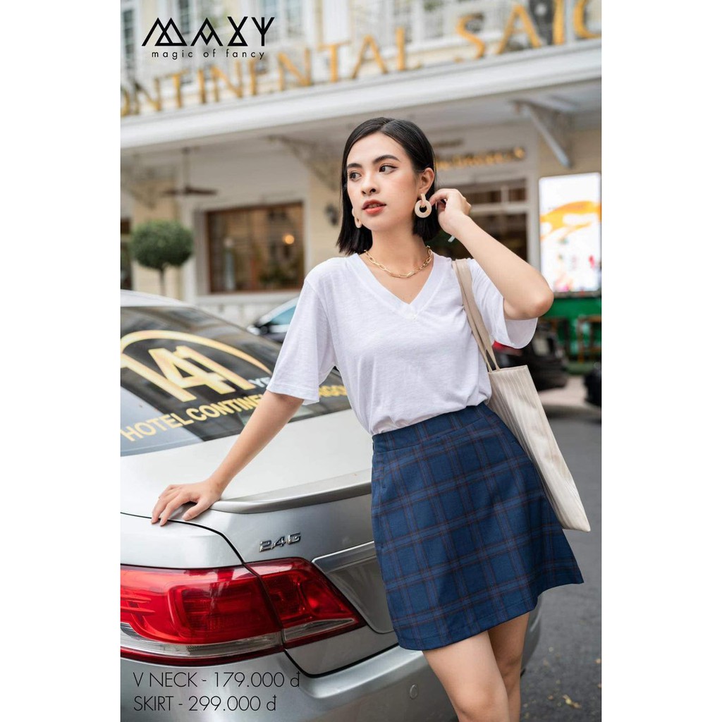 Áo thun nữ cổ tim form rộng v neck basic tee Maxy Workshop