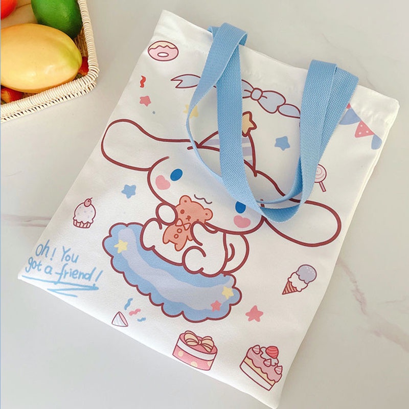 1 Túi Xách canvas Sức Chứa Lớn In Hình Chó cinnamon Đơn Giản Sáng Tạo Cho Học Sinh