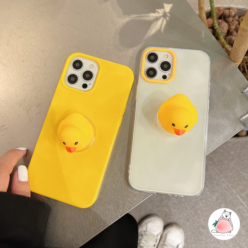 Ốp điện thoại tpu mềm có giá đỡ túi khí hình vịt thích hợp cho iPhone 11 Pro Max X XS XR XSMax Xs Xr 8 7 Plus 12mini