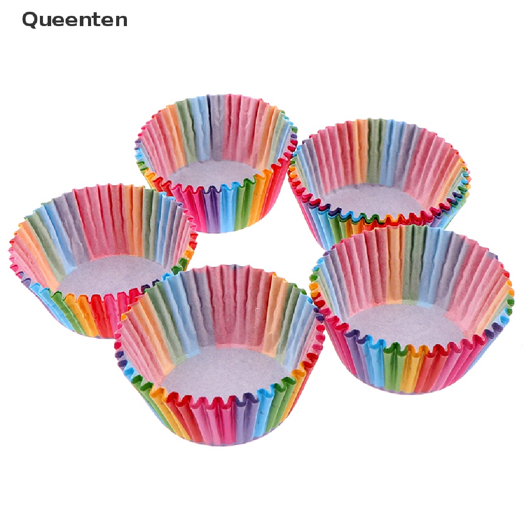 Set 100 túi giấy đựng bánh cupcake màu sắc cầu vồng