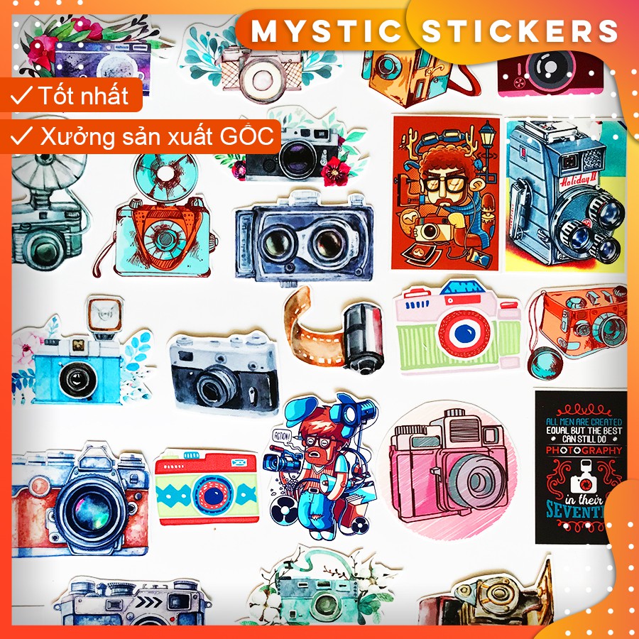 [CAMERA] 32 Sticker chống nước/ trang trí ,dán xe laptop mũ bảo hiểm vali...