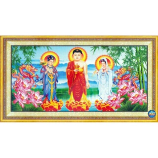 Tranh đính đá Tam Thế Phật DF2566 (150x80) chưa đính