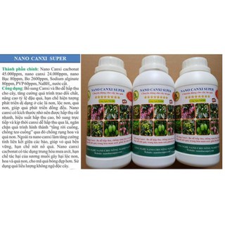 Nano Canxi Super - chống thối rụng trái, tăng tỉ lệ đậu quả, chai 500ml