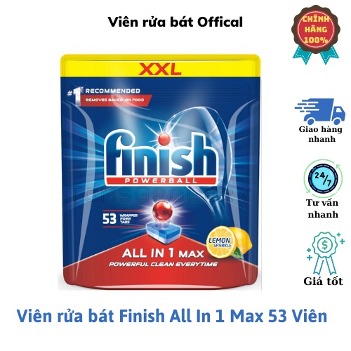 Viên rửa bát Finish All in 1 Max 53 viên nhập khẩu chính hãng