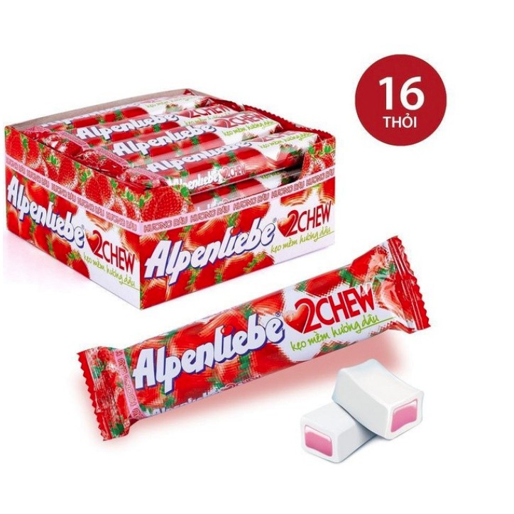 Kẹo Mềm Alpenliebe 2Chew Hương Dâu Hộp 16 Thỏi x 24,5g