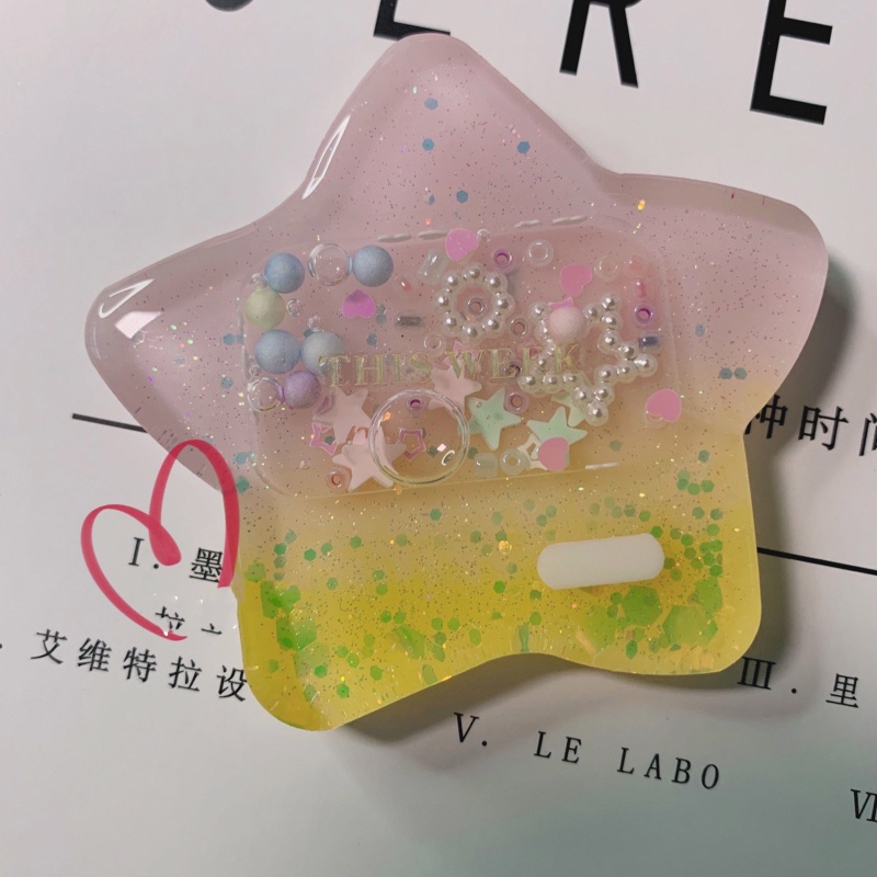 Khuôn Silicone Làm Móc Khóa Hình Ngôi Sao Phối Kim Tuyến Nước Độc Đáo