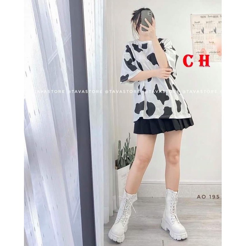 Sét áo bò sữa+chân váy xếp li CH12