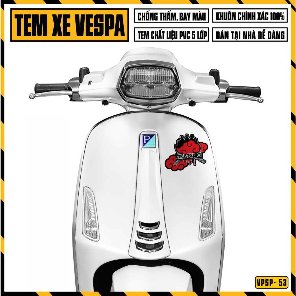 Tem Vespa Sprint / Primavera Phong Cách Nhật Bản AKATSUKI | VPSP53 | Team Decal Hình Dán Xe Máy Vespa Chống Nước Bền Màu