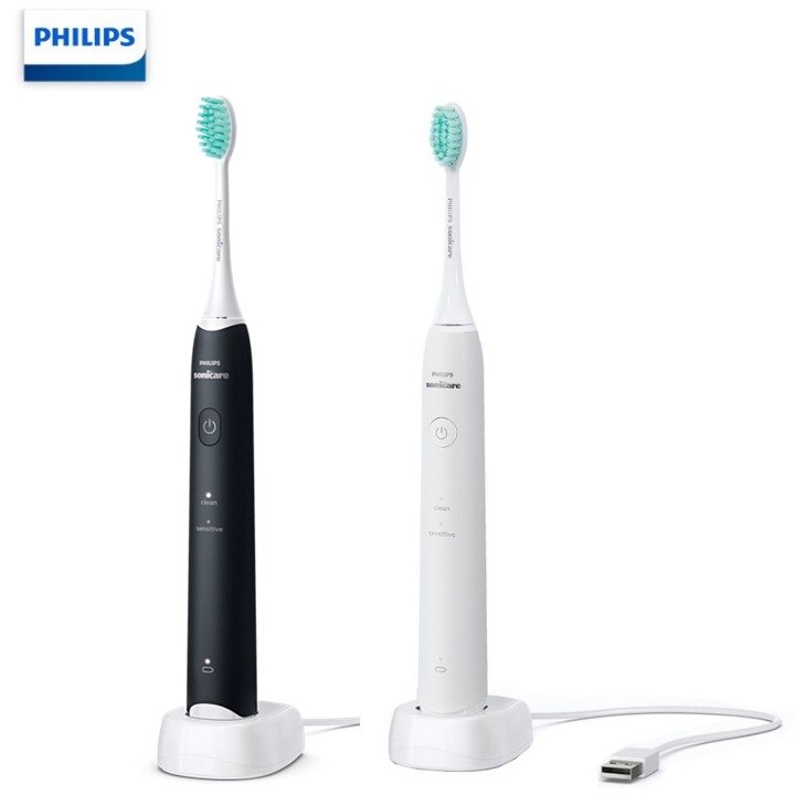 Bàn chải đánh răng điện, thương hiệu cao cấp Philips HX2421, chống nước IPX7, 2 chế độ cơ bản loại bỏ 90% vết bẩn