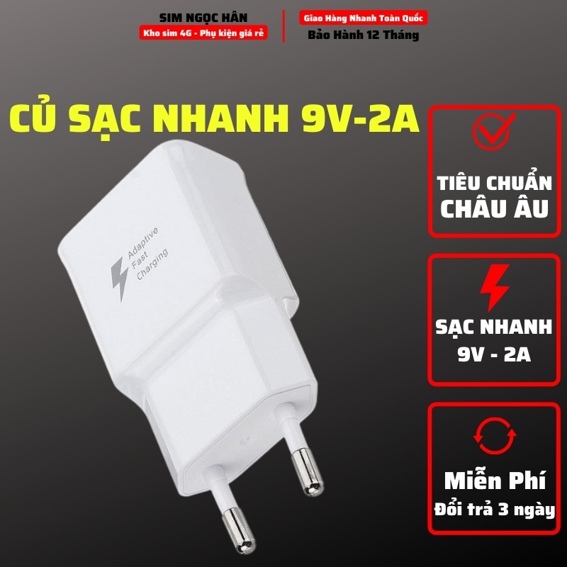 Bộ Sạc Nhanh 9V-2A Cáp Dài 1M Cổng Lightning / Micro / Type-C - Giá Siêu Rẻ -Tương thích mọi điện thoại và máy tính bảng