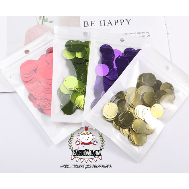 10gr Kim Sa Đính Quần Áo, nguyên liệu handmade  kim sa Tròn - kim sa vảy cá nhiều size, màu sắc đa dạng- bách hóa na na