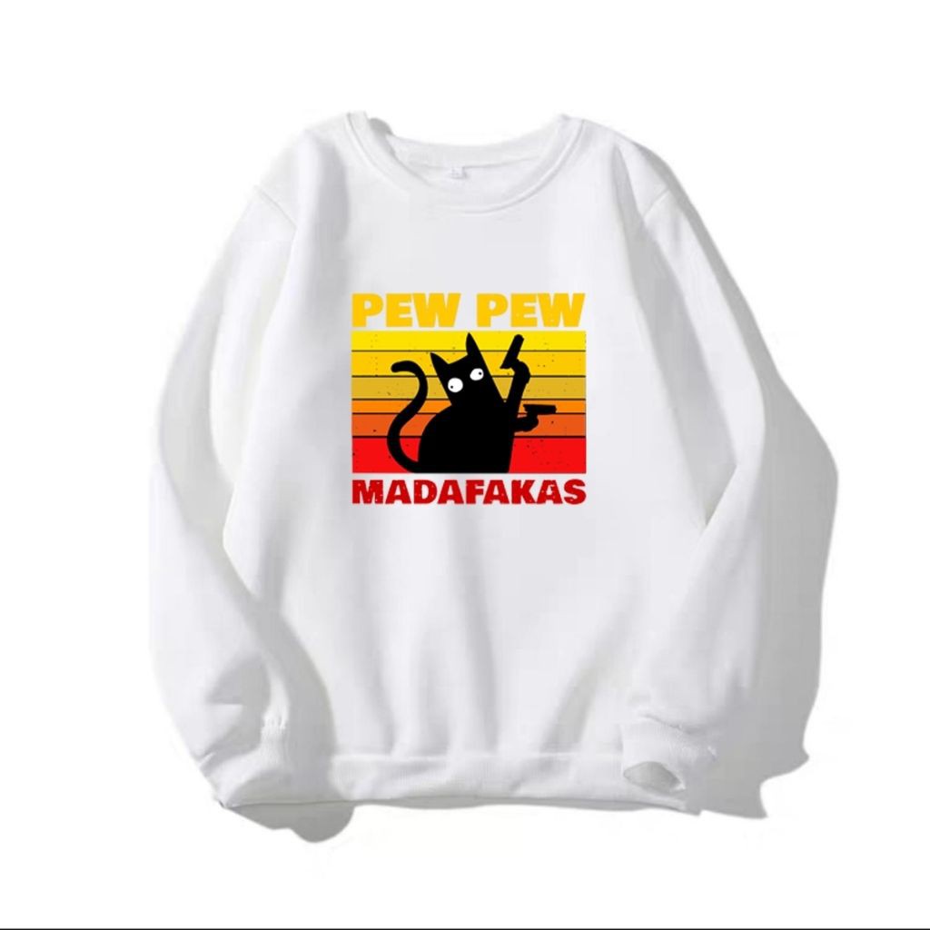 [ MẪU MỚI ] ÁO SWEATER NỈ UNISEX IN MÈO PEW PEW ÁO FORM RỘNG NAM NỮ NHIỀU MÀU CỰC ĐẸP