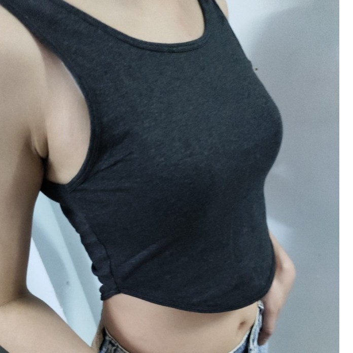 Áo Croptop không tay Vạt Bầu Fom Ôm Freesize 53kg Chất Lụa Mát Co Giản, Ảnh Thật 100% | BigBuy360 - bigbuy360.vn