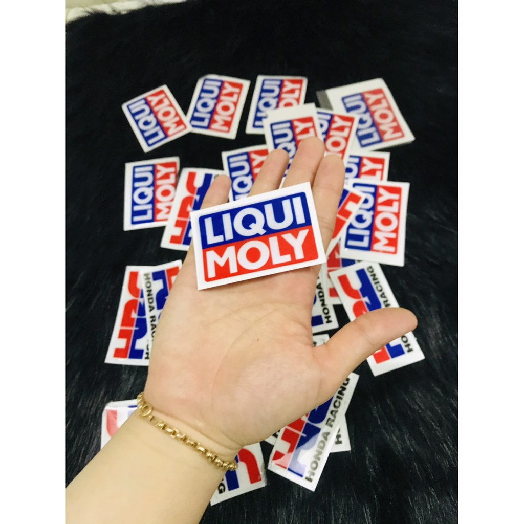 TEM NỔI DÁN XE HIỆU LIQUI MOLY, HRC STICKER NỔI, DECAL NỔI DÁN XE MÁY