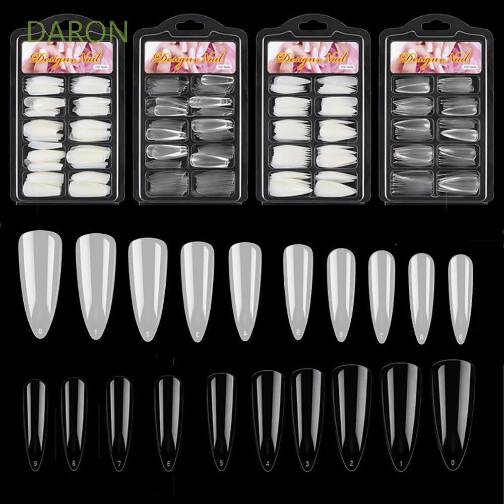 [Hàng mới về] Hộp 100 móng tay giả trong suốt dạng ấn nối móng nghệ thuật tự làm