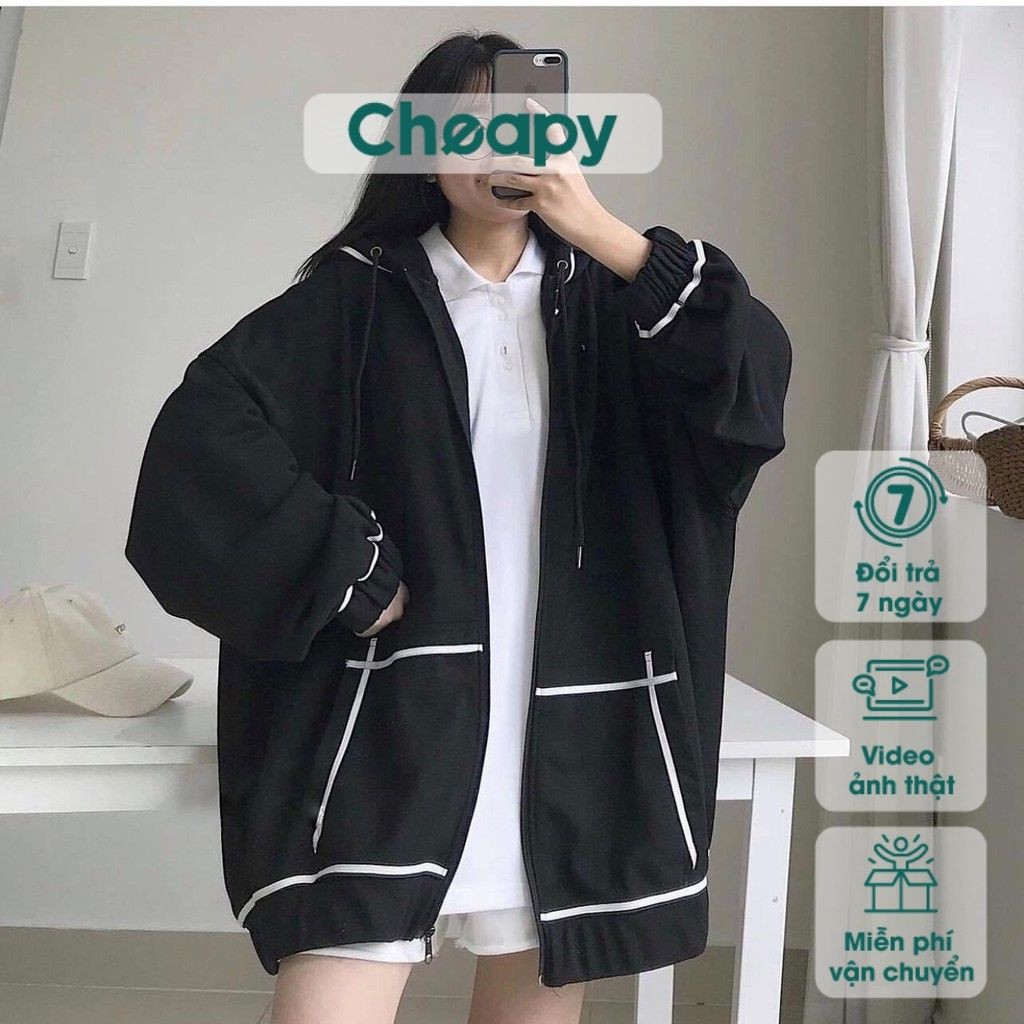 Áo khoác nỉ CHỈ NỔI nam nữ có mũ HOODIE ZIP 3 màu - Áo hoddie unisex phom to chất nỉ có khóa kéo form rộng dáng C426 | BigBuy360 - bigbuy360.vn