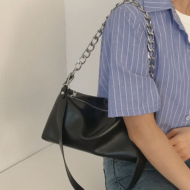 Túi xách bằng da phối dây xích thời trang cho nữ