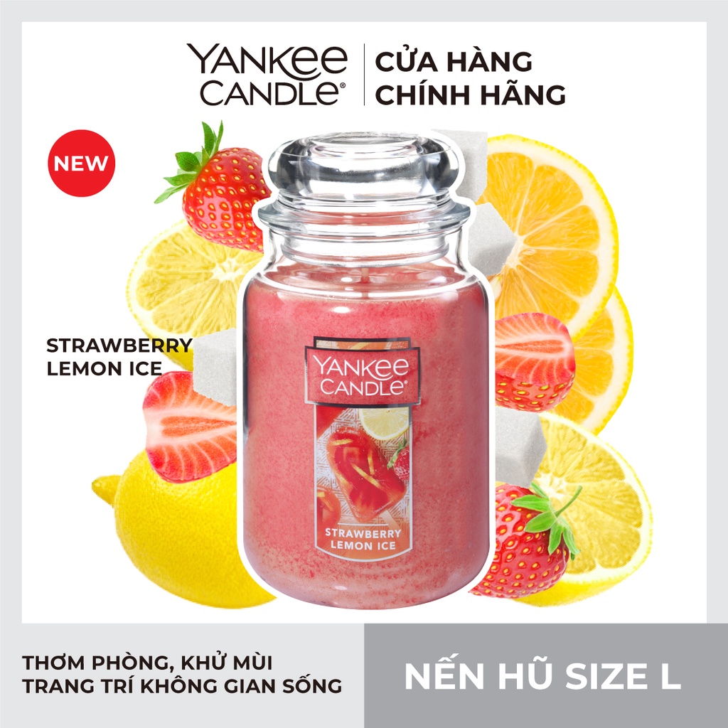 Nến hũ Yankee Candle size L - Strawberry Lemon Ice (623g)