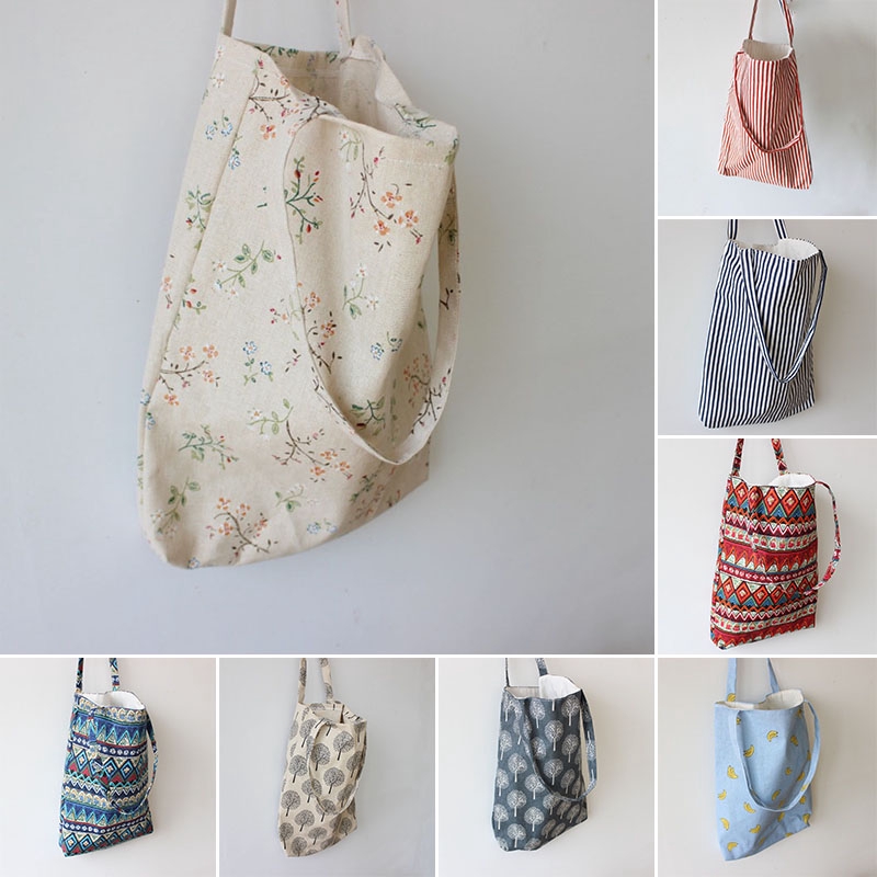 Túi Vải Lanh Cotton In Hoạ Tiết Thời Trang