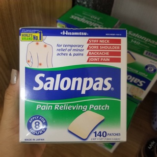 Hộp miếng dán giảm đau Salonpas Pain Relieving Patch - 140 miếng, Mỹ