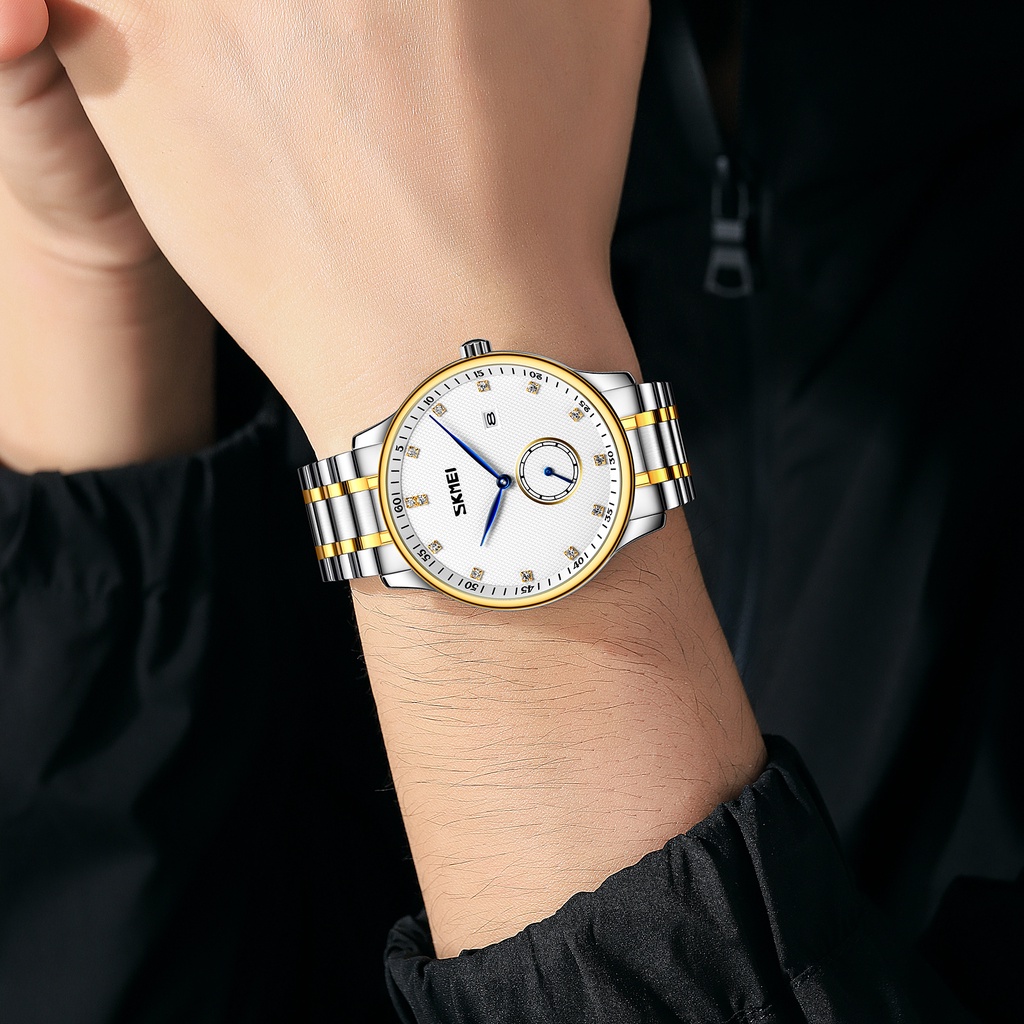 Đồng Hồ Quartz Nam Đính Hột Xoàn Chống Thấm Nước SKMEI 9297