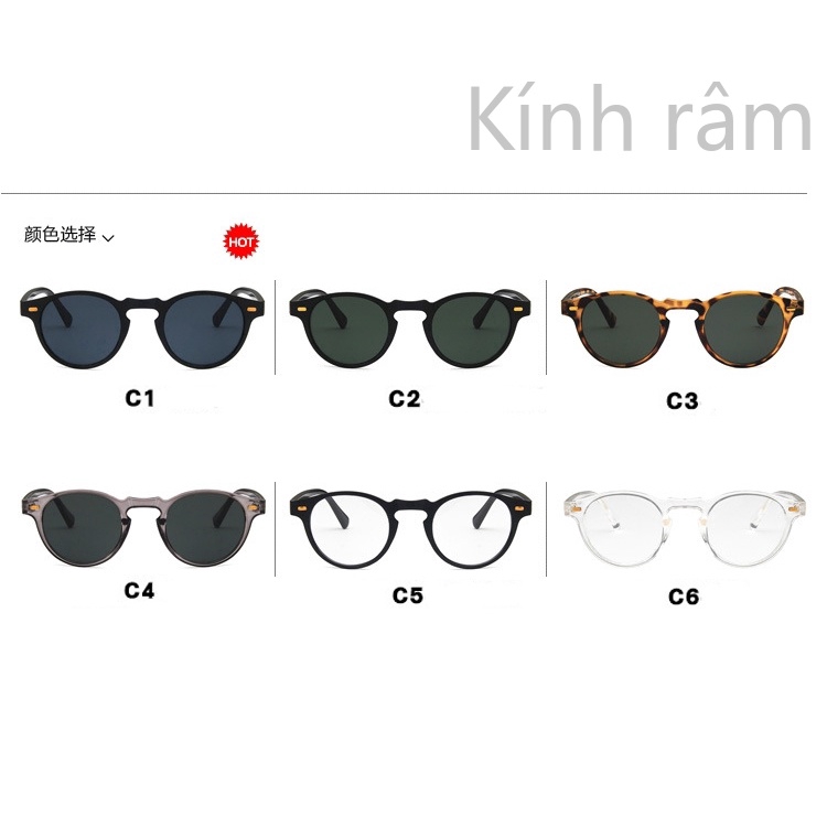 Kính mát tròn gọng kim loại cao cấp cho nam