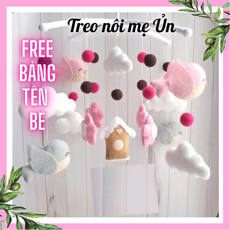 Đồ chơi treo nôi cũi handmade kích thích thị giác cho bé sơ sinh ảnh thật 100%, tự xoay phát nhạc Bầy chim về tổ