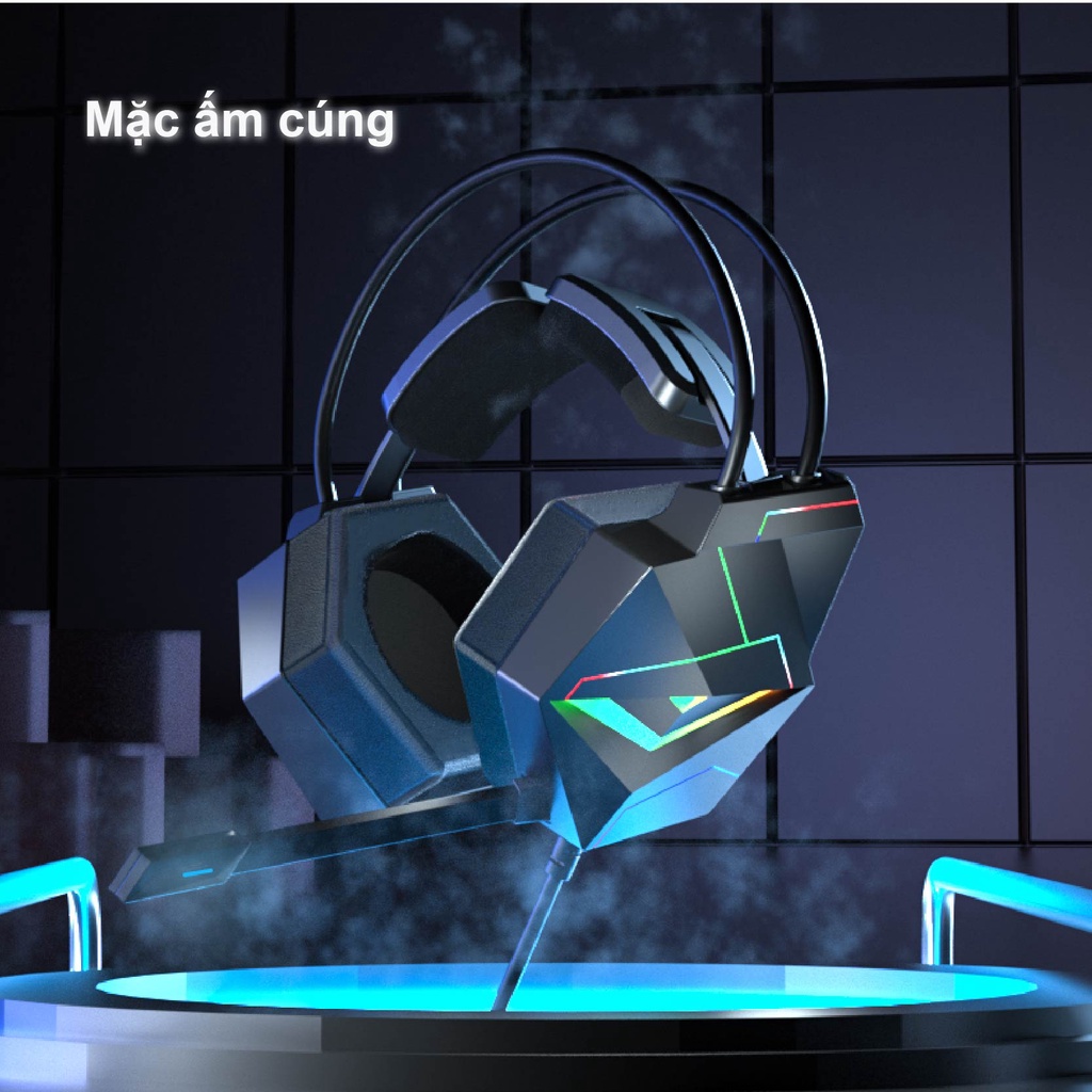 Tai nghe chụp tai chơi game ONIKUMA X10 có mic tích hợp đèn RGB giảm tiếng ồn,Headphone Gaming, Cho PC/ Laptop/ Máy tính
