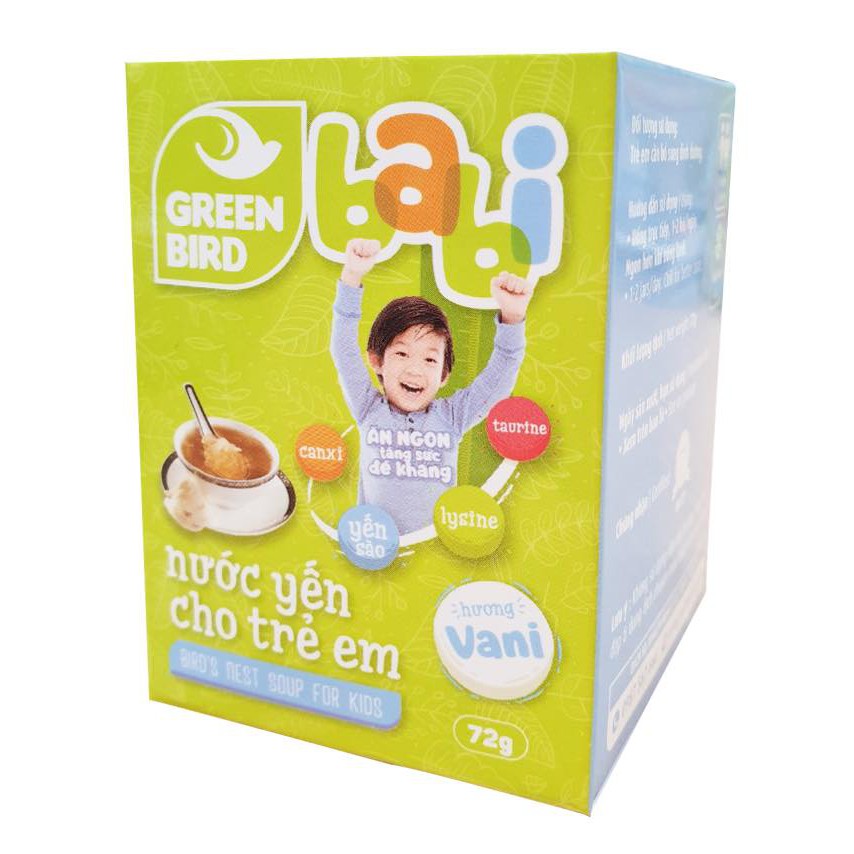 Lốc 4 hũ nước yến cho trẻ em Green babi - hương vani - (4hũ*72g)- thương hiệu: nutrinest