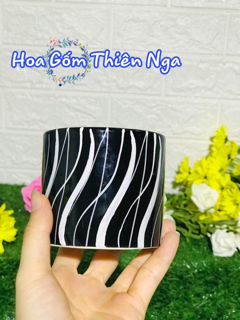 Chậu gốm sứ cắm hoa trụ tròn 7,5cm x 8cm