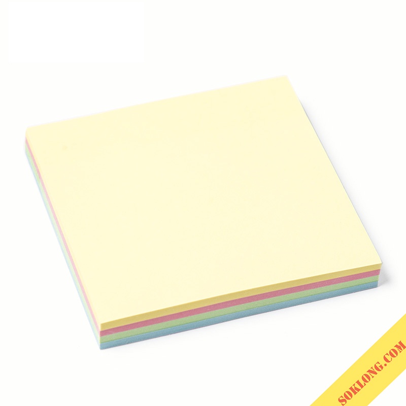 Tập 100 tờ note ghi chú 4 màu pastel Baoke, giấy trang trí màu trơn NO09